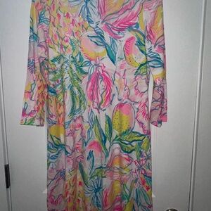 Lilly Pulitzer Pink and Yellow Long Sleeve Dress